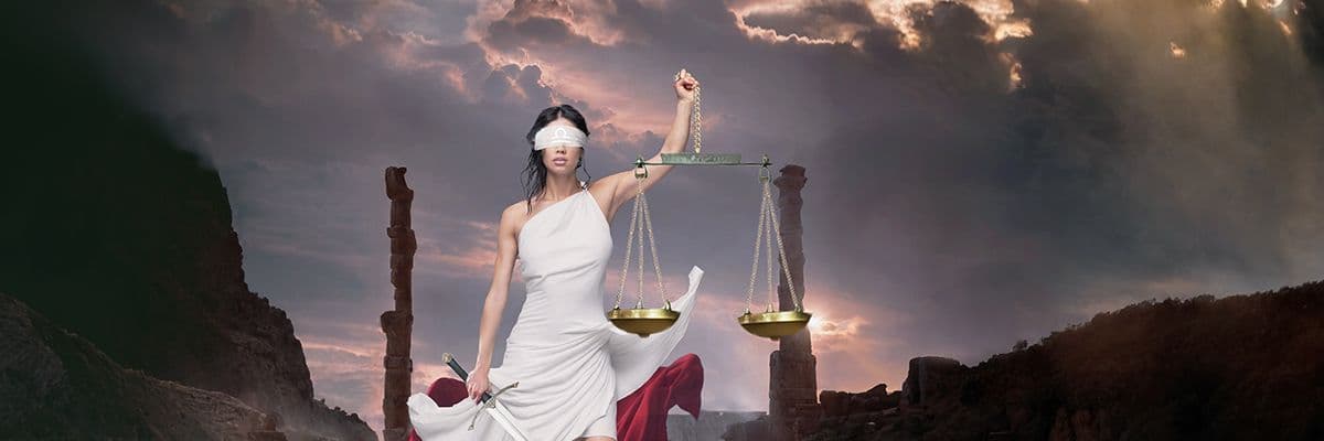 The Goddess Themis holding up the scales of Justice