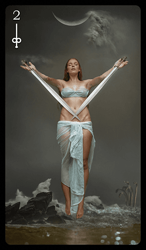 Upright 'Two of Swords' Tarot card