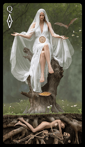 Upright 'Queen of Pentacles' Tarot card