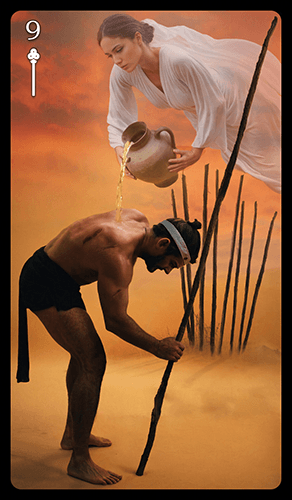 Upright 'Nine of Wands' Tarot card