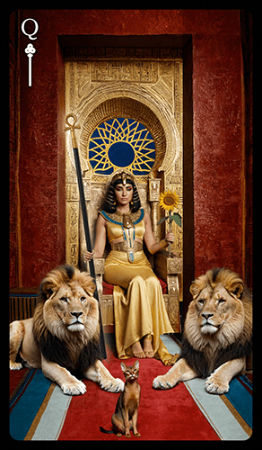 Upright 'Queen of Wands' Tarot card