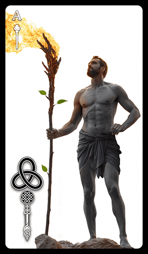 Upright 'Ace of Wands' Tarot card