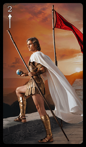 Upright 'Two of Wands' Tarot card