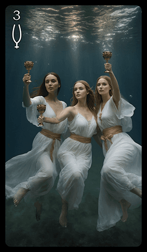 Upright 'Three of Cups ' Tarot card