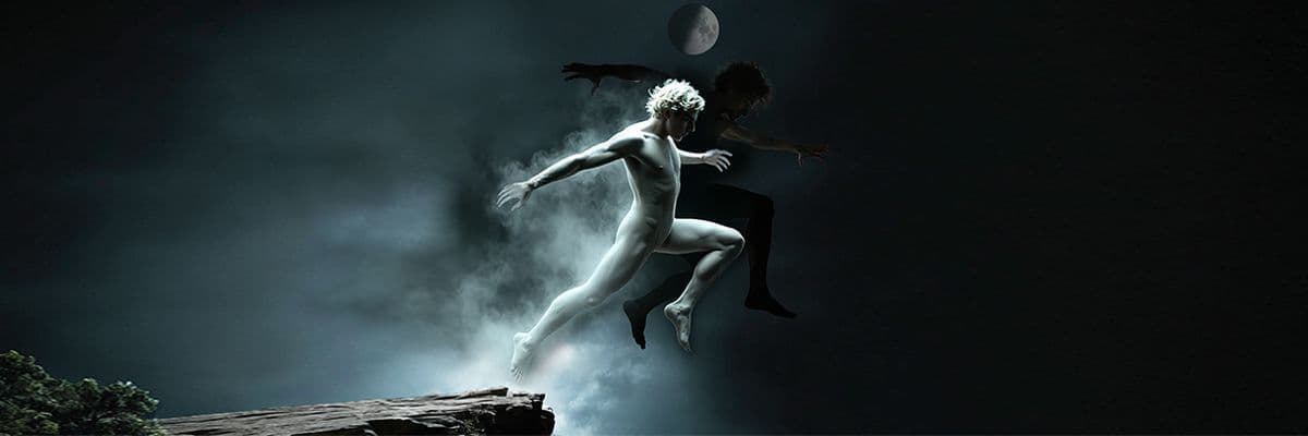 An archetype and its shadow archetype make a leap reminiscent of the leap of the Fool in the Major Arcana Fool card..