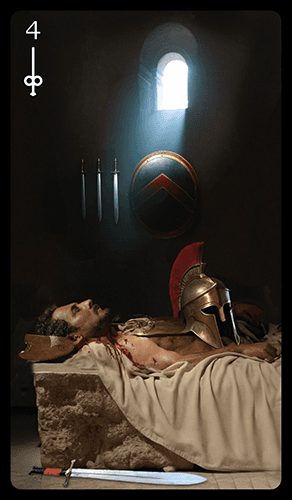 Upright 'Four of Swords' Tarot card