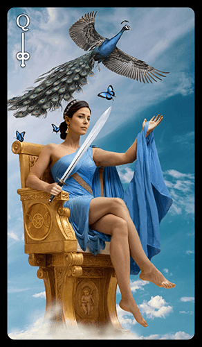 Upright 'Queen of Swords' Tarot card