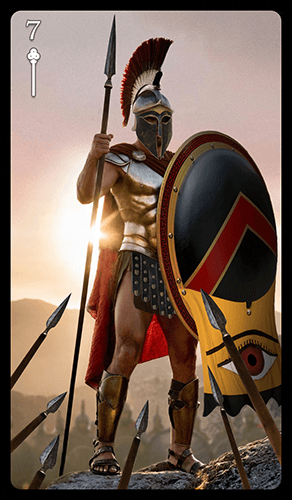 Upright 'Seven of Wands' Tarot card