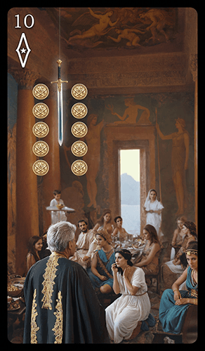 Upright 'Ten of Pentacles' Tarot card